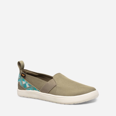 Teva Voya Slip On - Women's Teva Slip Ons - Olive | India (RHIM08967)